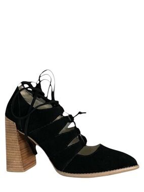 Seychelles x Anthropologie NWOB Suede Heels‎ Black Women’s 8.5 Leather Lace Up